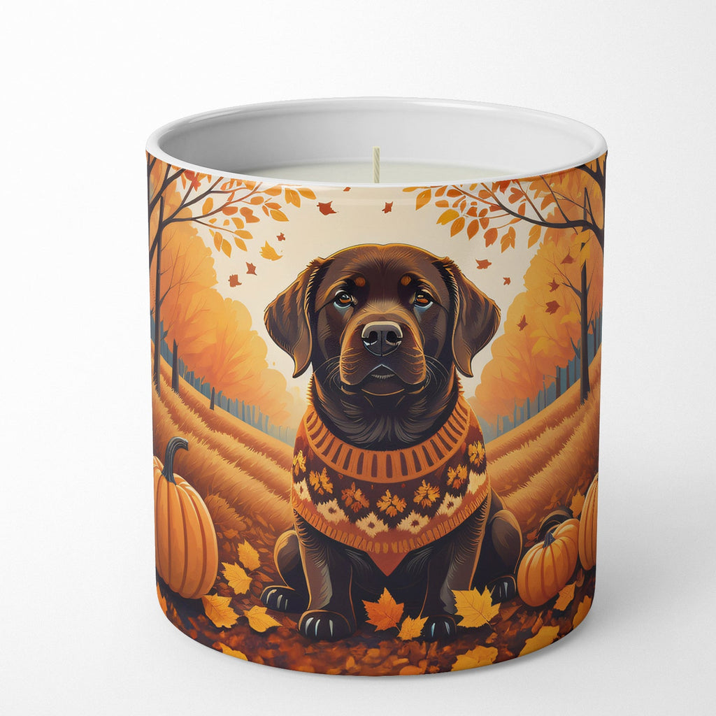 Chocolate Labrador Retriever Fall Decorative Soy Candle Nature Soy Wax Essential Oil Home Decor Ideal for Bedroom Kitchen Bath Office Gift, 10 oz