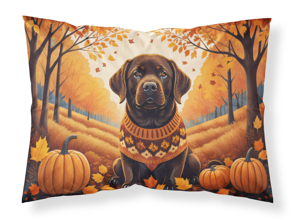 Chocolate Labrador Retriever Fall Standard Pillowcase Lightweight Super Soft Easy Care Decorative Artwork Pillowcase, Standard