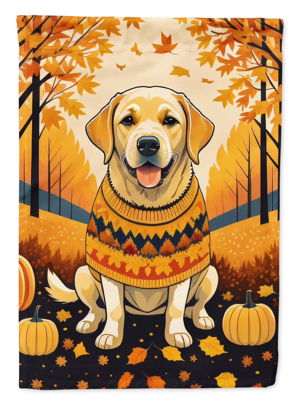 Yellow Labrador Retriever Fall House Flag 28x40 Porch Sleeve Pole Decorative Outside Yard Banner Artwork Wall Hanging, Polyester