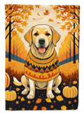 Yellow Labrador Retriever Fall House Flag 28x40 Porch Sleeve Pole Decorative Outside Yard Banner Artwork Wall Hanging, Polyester