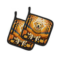 Yellow Labrador Retriever Fall Pot Holder Set of 2 Heat Resistant Quilted Hot Pads 7.5 x 7.5 Inch, Insulated Kitchen Trivets for Cooking & Baking
