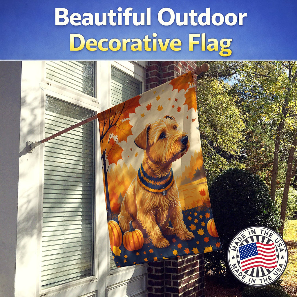 Lakeland Terrier Fall House Flag 28x40 Porch Sleeve Pole Decorative Outside Yard Banner Artwork Wall Hanging, Polyester