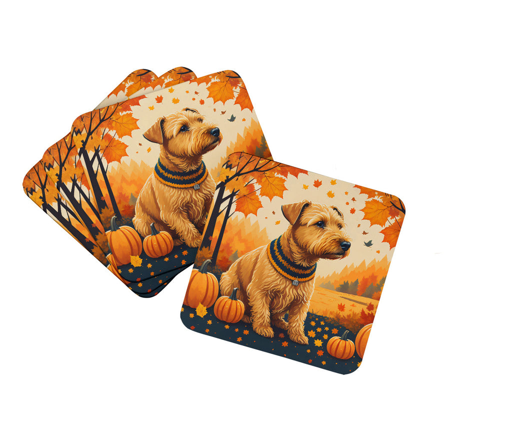 Lakeland Terrier Fall Foam Coasters Set of 4 Cup Coasters for Indoor Outdoor, Tabletop Protection, Anti Slip, Mouse pad Material