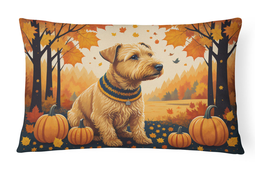 Lakeland Terrier Fall Decorative Throw Pillow 12x16 Indoor Outdoor Accent Cushion, Fabric Cover with Insert for Sofa, Bed, Porch & Living Room
