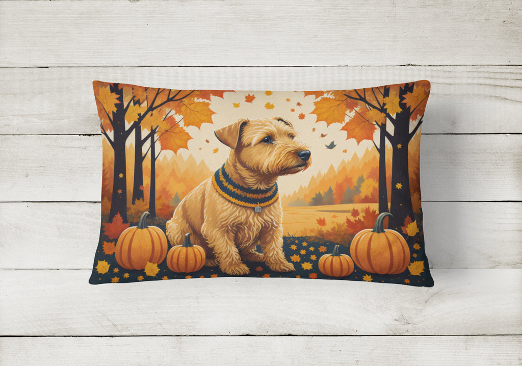 Lakeland Terrier Fall Decorative Throw Pillow 12x16 Indoor Outdoor Accent Cushion, Fabric Cover with Insert for Sofa, Bed, Porch & Living Room