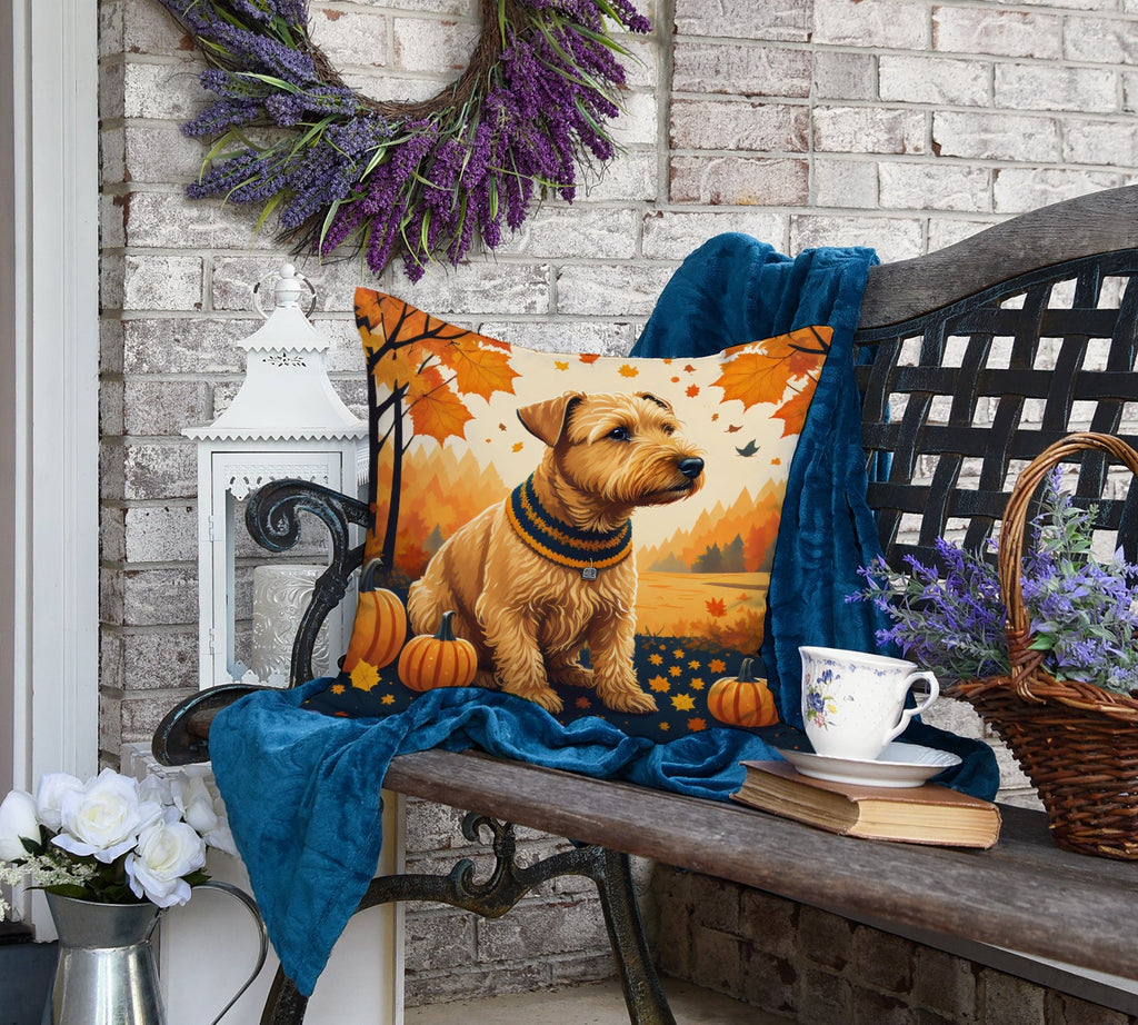 Lakeland Terrier Fall Decorative Throw Pillow 18x18 Indoor Outdoor Accent Cushion, Fabric Cover with Insert for Sofa, Bed, Porch & Living Room
