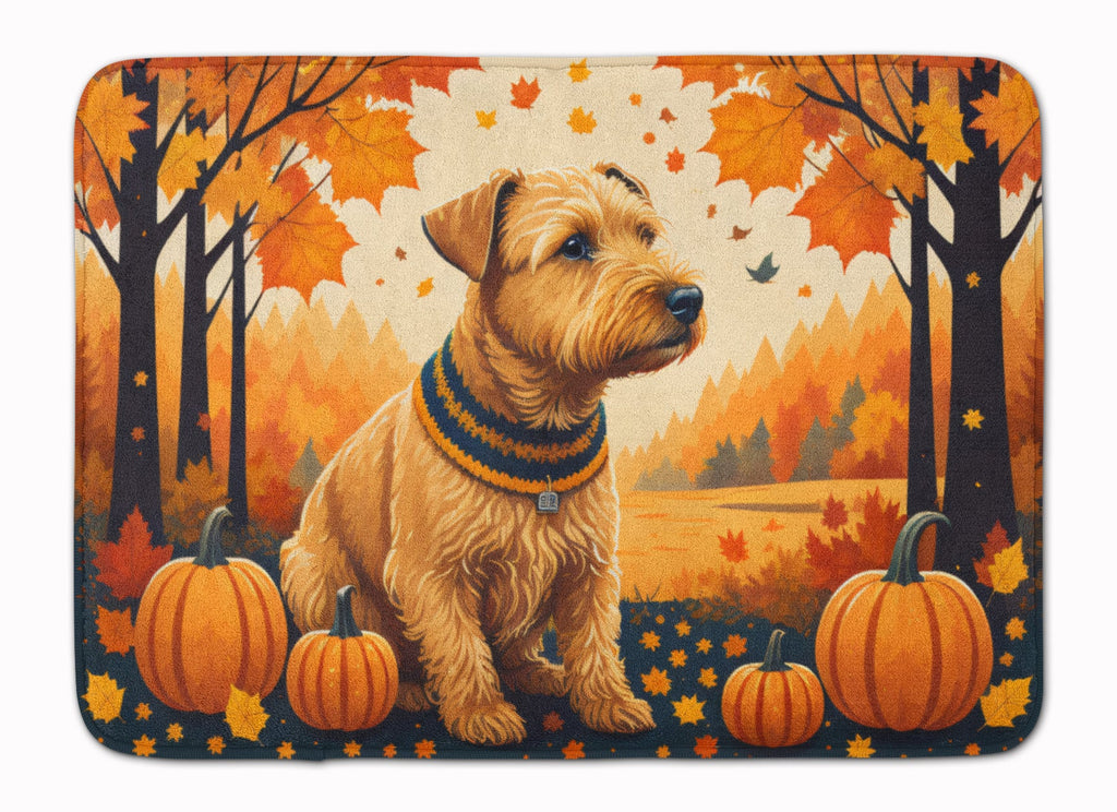 Lakeland Terrier Fall Memory Foam Kitchen Mat Machine Washable Anti-Fatigue Cushion Comfort Bath or Kitchen Rug