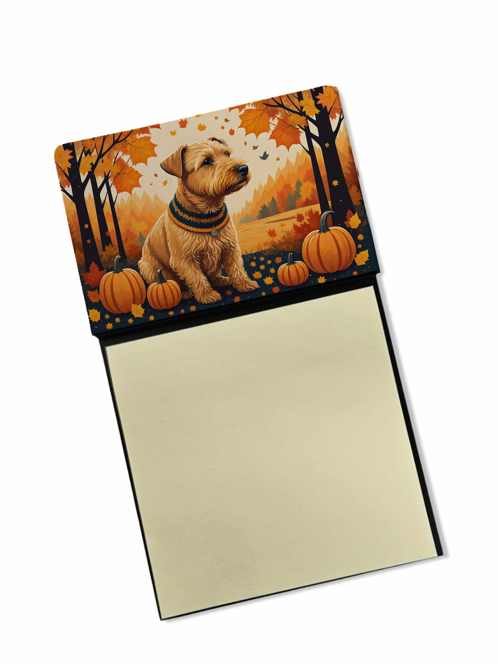 Lakeland Terrier Fall Watercolor Sticky Note Holder Refillable Dispenser Desk Accessory 3x3 Pad Gift