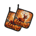 Red Miniature Pinscher Fall Pot Holder Set of 2 Heat Resistant Quilted Hot Pads 7.5 x 7.5 Inch, Insulated Kitchen Trivets for Cooking & Baking