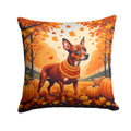 Red Miniature Pinscher Fall Decorative Throw Pillow 18x18 Indoor Outdoor Accent Cushion, Fabric Cover with Insert for Sofa, Bed, Porch & Living Room