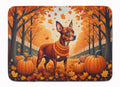 Red Miniature Pinscher Fall Memory Foam Kitchen Mat Machine Washable Anti-Fatigue Cushion Comfort Bath or Kitchen Rug
