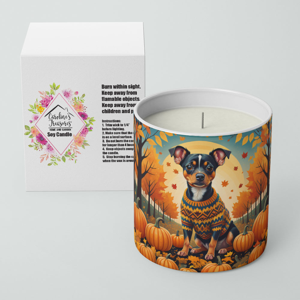 Miniature Pinscher Fall Decorative Soy Candle Nature Soy Wax Essential Oil Home Decor Ideal for Bedroom Kitchen Bath Office Gift, 10 oz