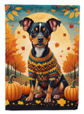Miniature Pinscher Fall House Flag 28x40 Porch Sleeve Pole Decorative Outside Yard Banner Artwork Wall Hanging, Polyester
