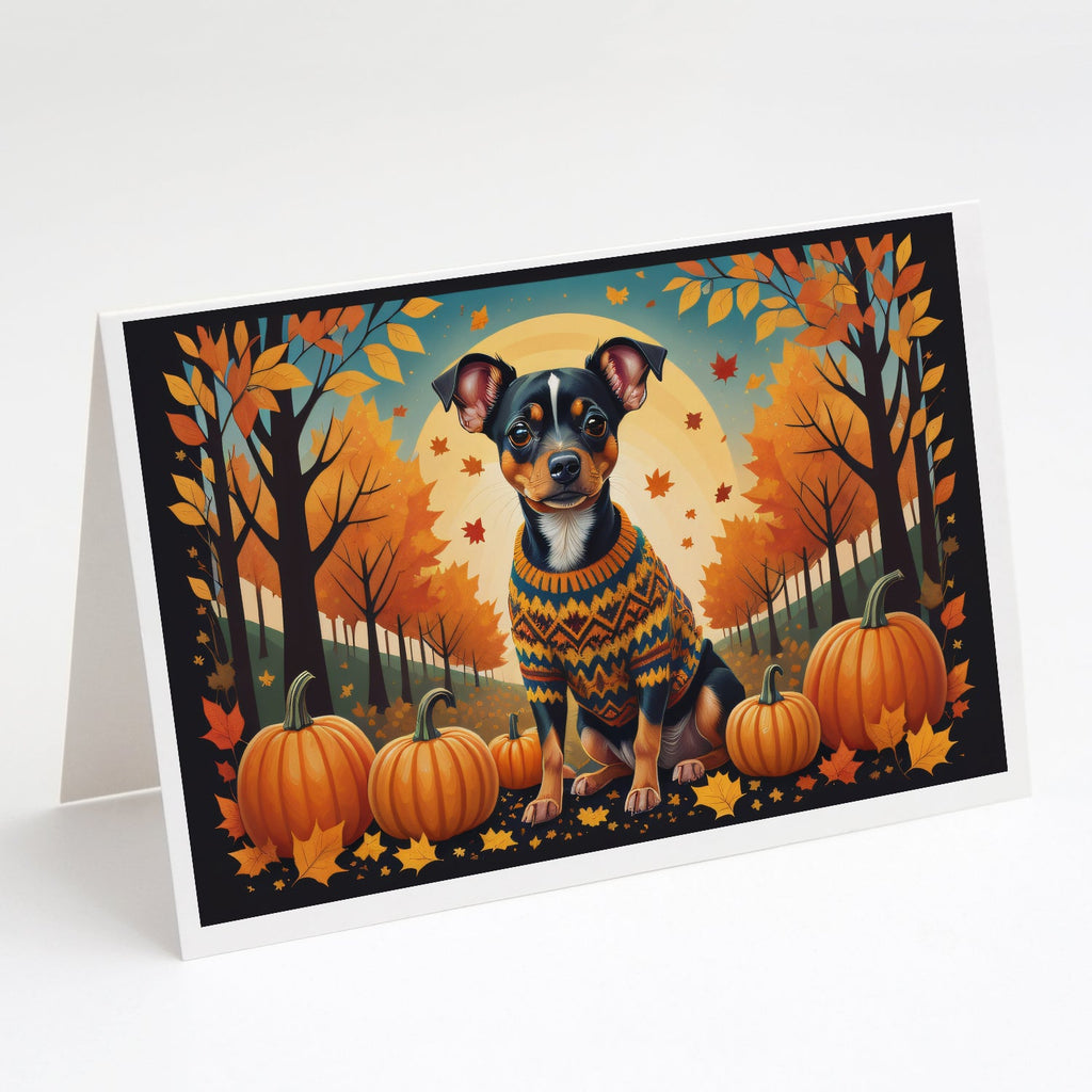 Miniature Pinscher Fall Greeting Cards Pack of 8 Blank Cards with Envelopes Whimsical A7 Size 5x7