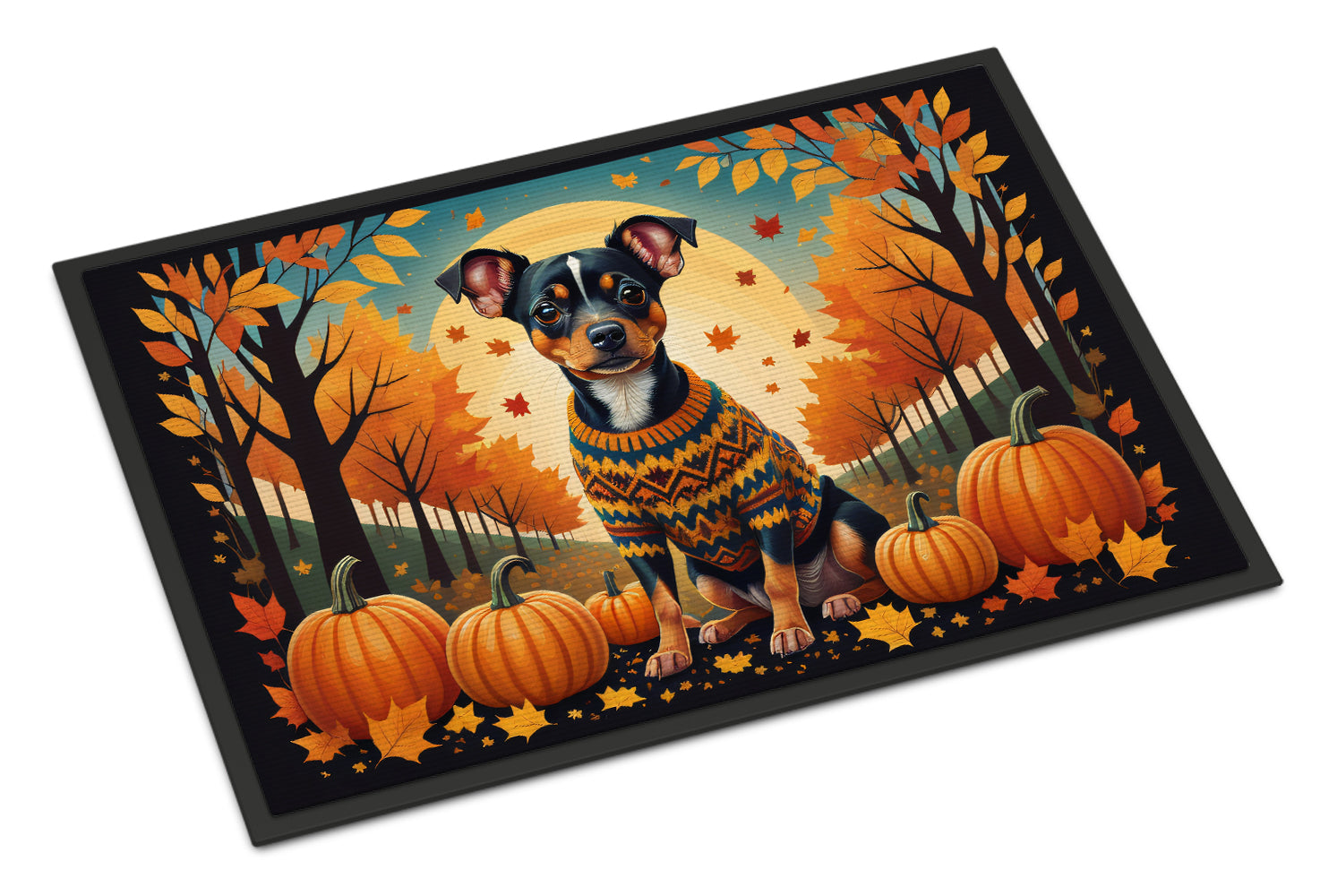 Miniature Pinscher Fall Doormat Indoor Outdoor 24H X 36W Front Door Mat Rugs for Entryway, Non Slip Washable Low Pile,