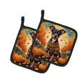 Miniature Pinscher Fall Pot Holder Set of 2 Heat Resistant Quilted Hot Pads 7.5 x 7.5 Inch, Insulated Kitchen Trivets for Cooking & Baking
