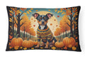 Miniature Pinscher Fall Decorative Throw Pillow 12x16 Indoor Outdoor Accent Cushion, Fabric Cover with Insert for Sofa, Bed, Porch & Living Room