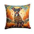 Miniature Pinscher Fall Decorative Throw Pillow 18x18 Indoor Outdoor Accent Cushion, Fabric Cover with Insert for Sofa, Bed, Porch & Living Room