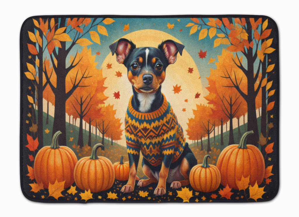 Miniature Pinscher Fall Memory Foam Kitchen Mat Machine Washable Anti-Fatigue Cushion Comfort Bath or Kitchen Rug
