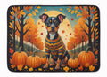 Miniature Pinscher Fall Memory Foam Kitchen Mat Machine Washable Anti-Fatigue Cushion Comfort Bath or Kitchen Rug