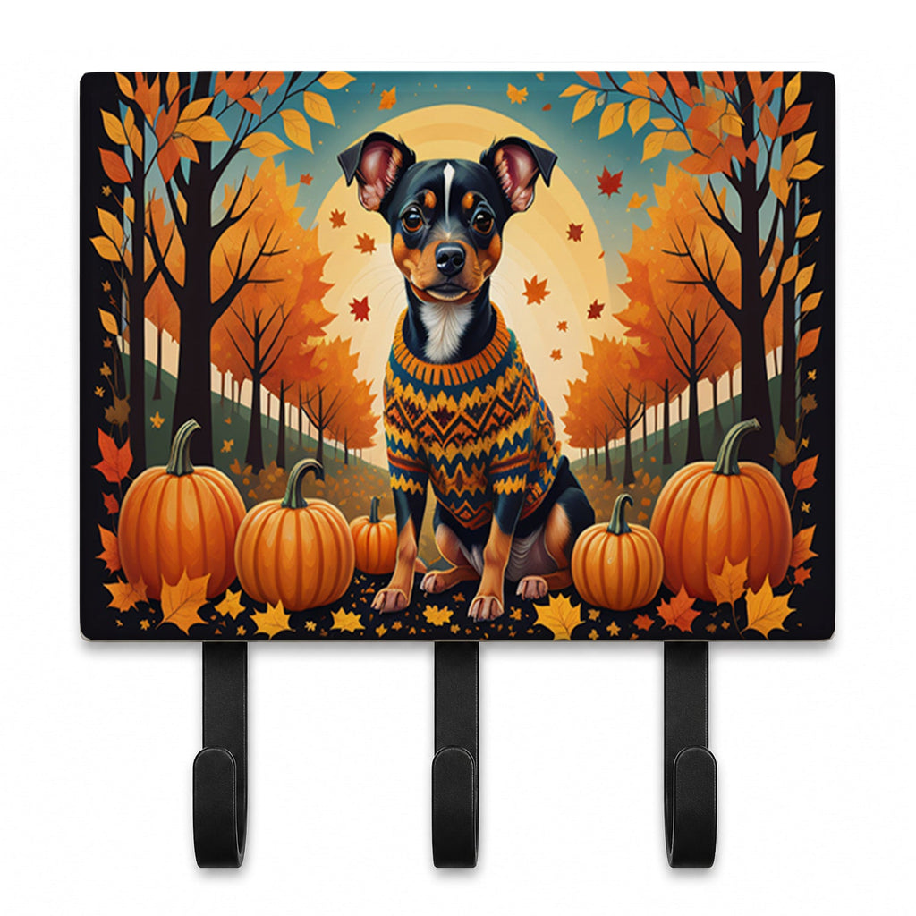 Miniature Pinscher Fall Leash or Key Holder Wall Hooks, Coat Rack Wall Mount, for Hanging Keys, Towels, Aprons, Leashes