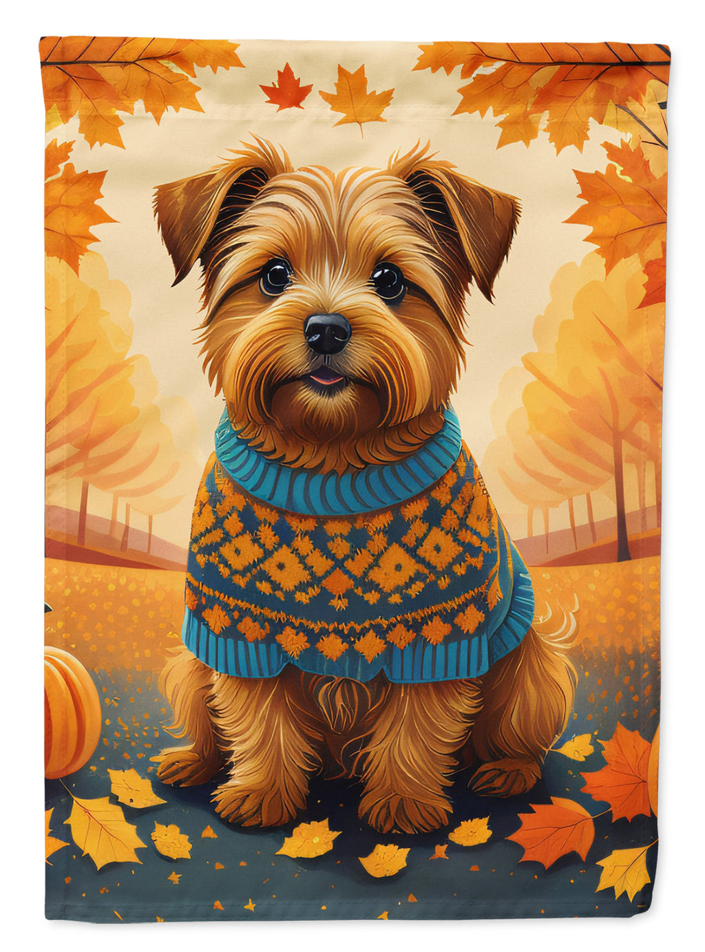 Norfolk Terrier Fall House Flag 28x40 Porch Sleeve Pole Decorative Outside Yard Banner Artwork Wall Hanging, Polyester