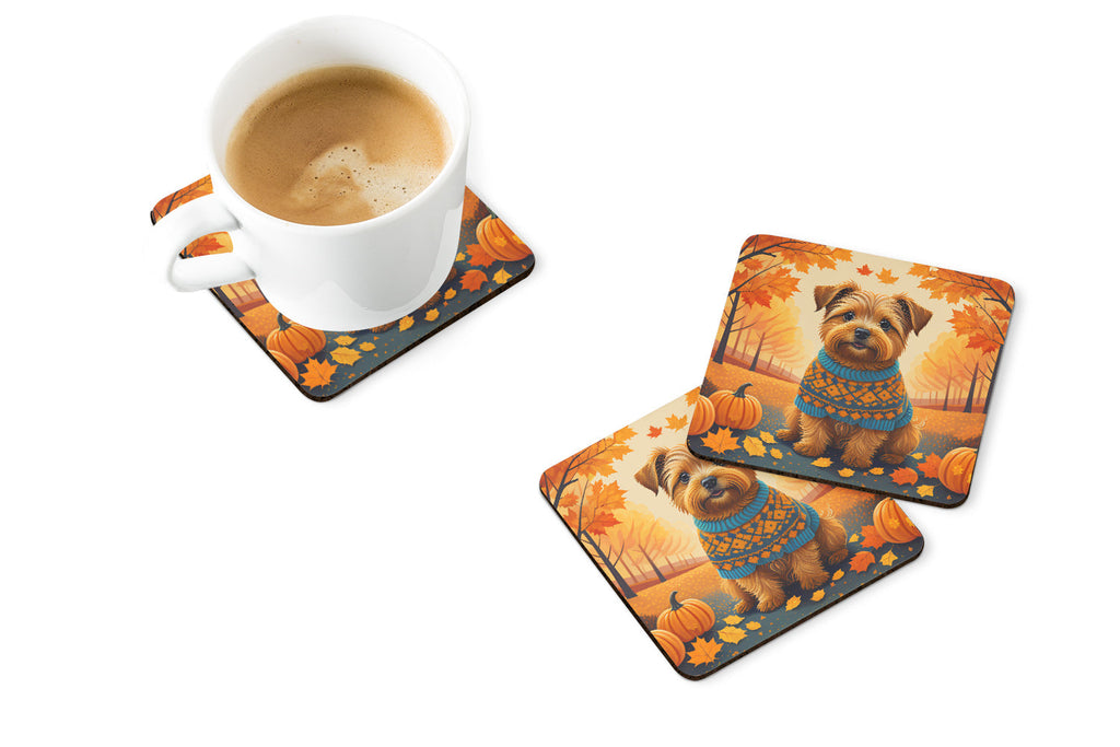 Norfolk Terrier Fall Foam Coasters Set of 4 Cup Coasters for Indoor Outdoor, Tabletop Protection, Anti Slip, Mouse pad Material