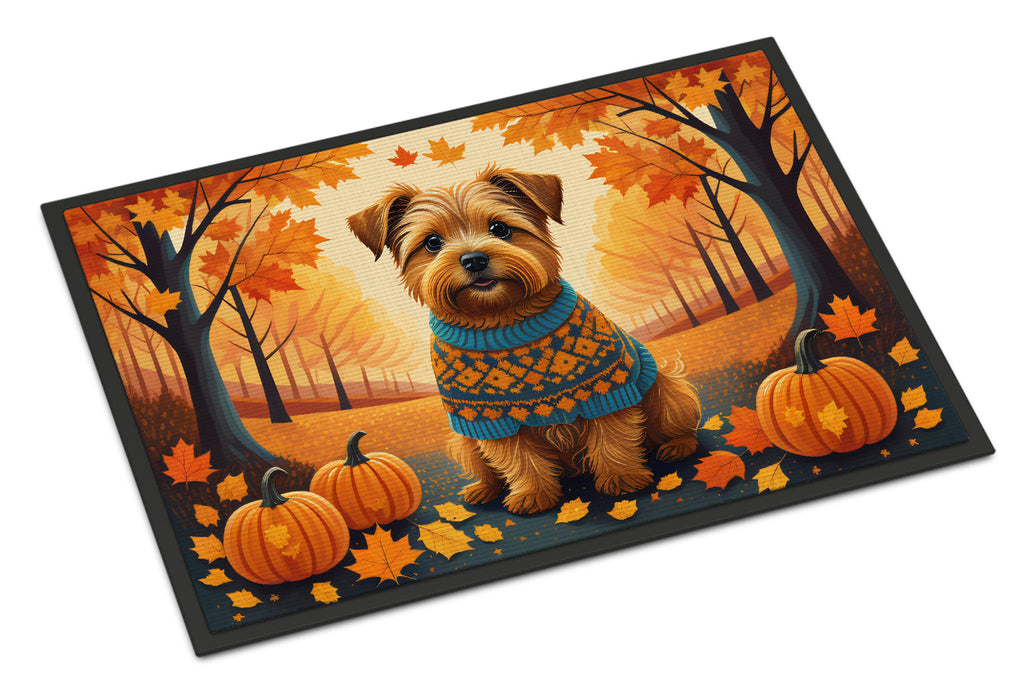 Norfolk Terrier Fall Doormat Indoor Outdoor 18H X 27W Front Door Mat Rugs for Entryway, Non Slip Washable