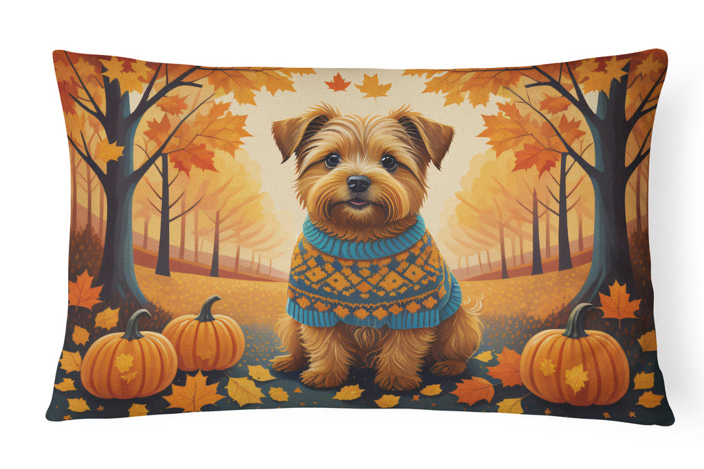 Norfolk Terrier Fall Decorative Throw Pillow 12x16 Indoor Outdoor Accent Cushion, Fabric Cover with Insert for Sofa, Bed, Porch & Living Room