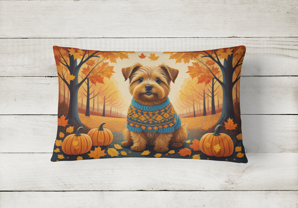 Norfolk Terrier Fall Decorative Throw Pillow 12x16 Indoor Outdoor Accent Cushion, Fabric Cover with Insert for Sofa, Bed, Porch & Living Room