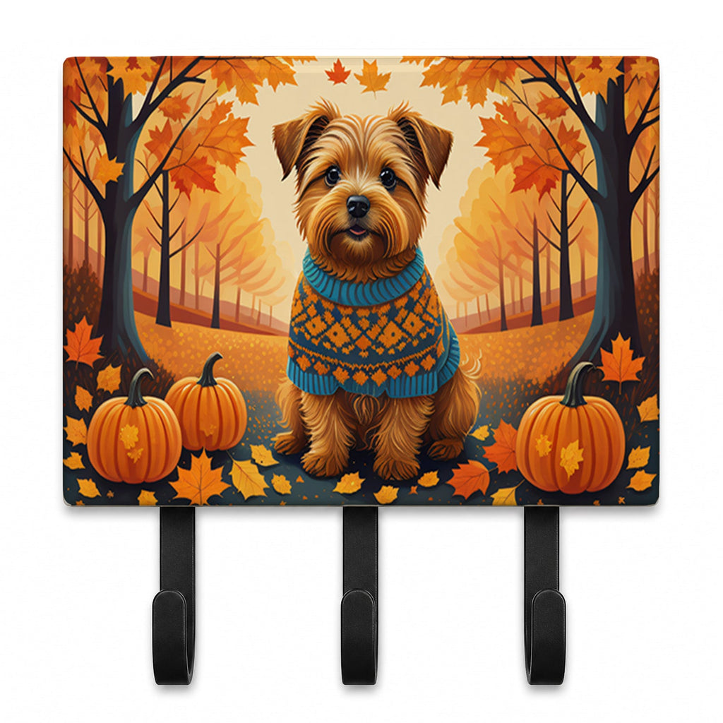 Norfolk Terrier Fall Leash or Key Holder Wall Hooks, Coat Rack Wall Mount, for Hanging Keys, Towels, Aprons, Leashes