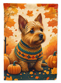 Norwich Terrier Fall House Flag 28x40 Porch Sleeve Pole Decorative Outside Yard Banner Artwork Wall Hanging, Polyester