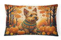 Norwich Terrier Fall Decorative Throw Pillow 12x16 Indoor Outdoor Accent Cushion, Fabric Cover with Insert for Sofa, Bed, Porch & Living Room