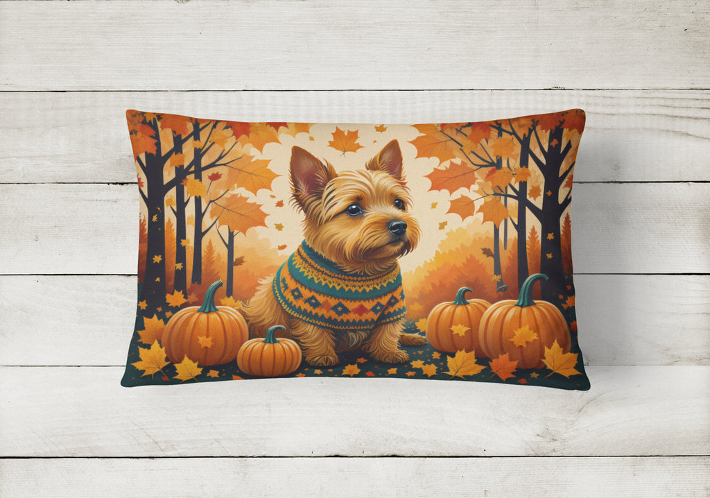Norwich Terrier Fall Decorative Throw Pillow 12x16 Indoor Outdoor Accent Cushion, Fabric Cover with Insert for Sofa, Bed, Porch & Living Room