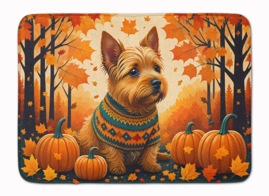 Norwich Terrier Fall Memory Foam Kitchen Mat Machine Washable Anti-Fatigue Cushion Comfort Bath or Kitchen Rug