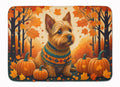 Norwich Terrier Fall Memory Foam Kitchen Mat Machine Washable Anti-Fatigue Cushion Comfort Bath or Kitchen Rug