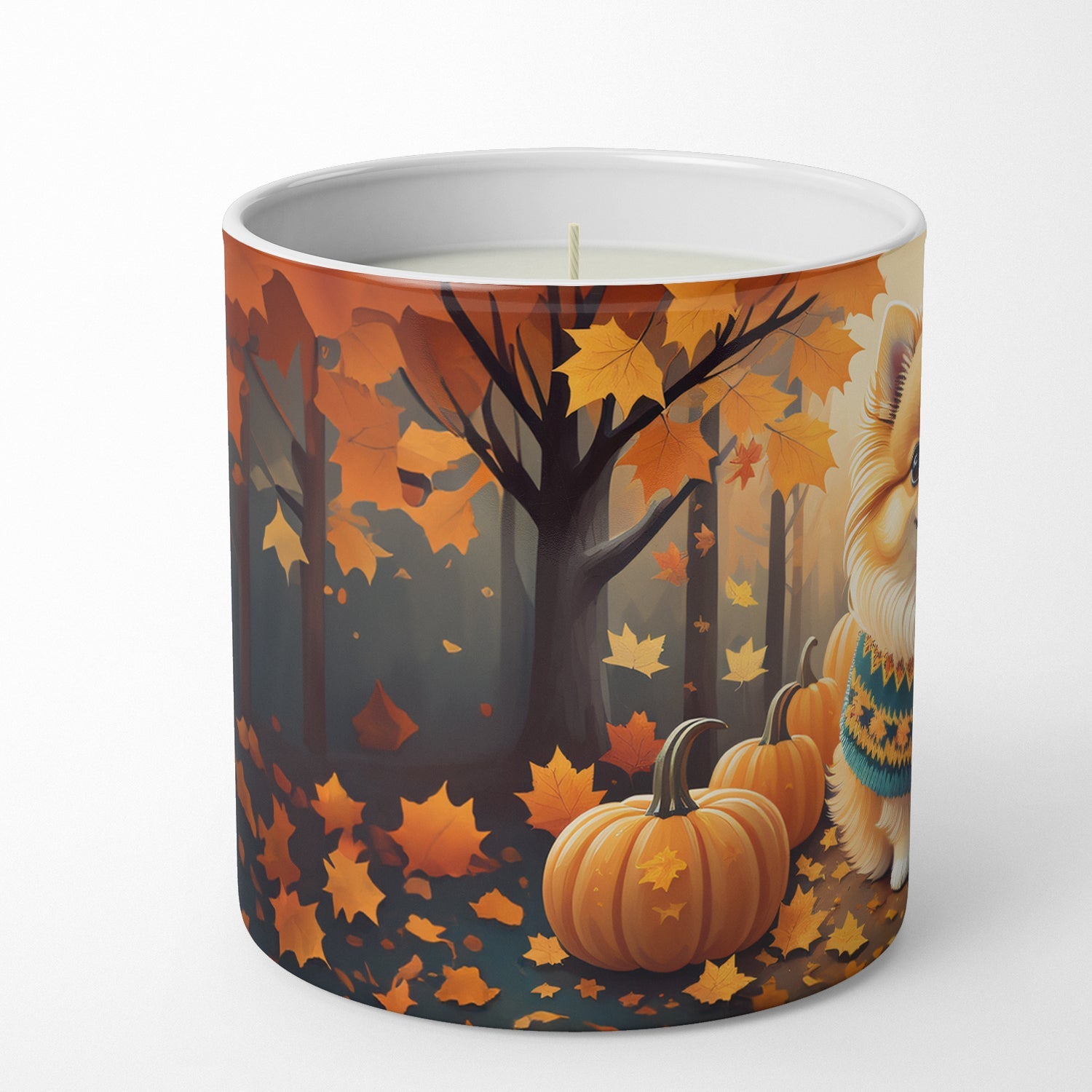 Pomeranian Fall Decorative Soy Candle Nature Soy Wax Essential Oil Home Decor Ideal for Bedroom Kitchen Bath Office Gift, 10 oz