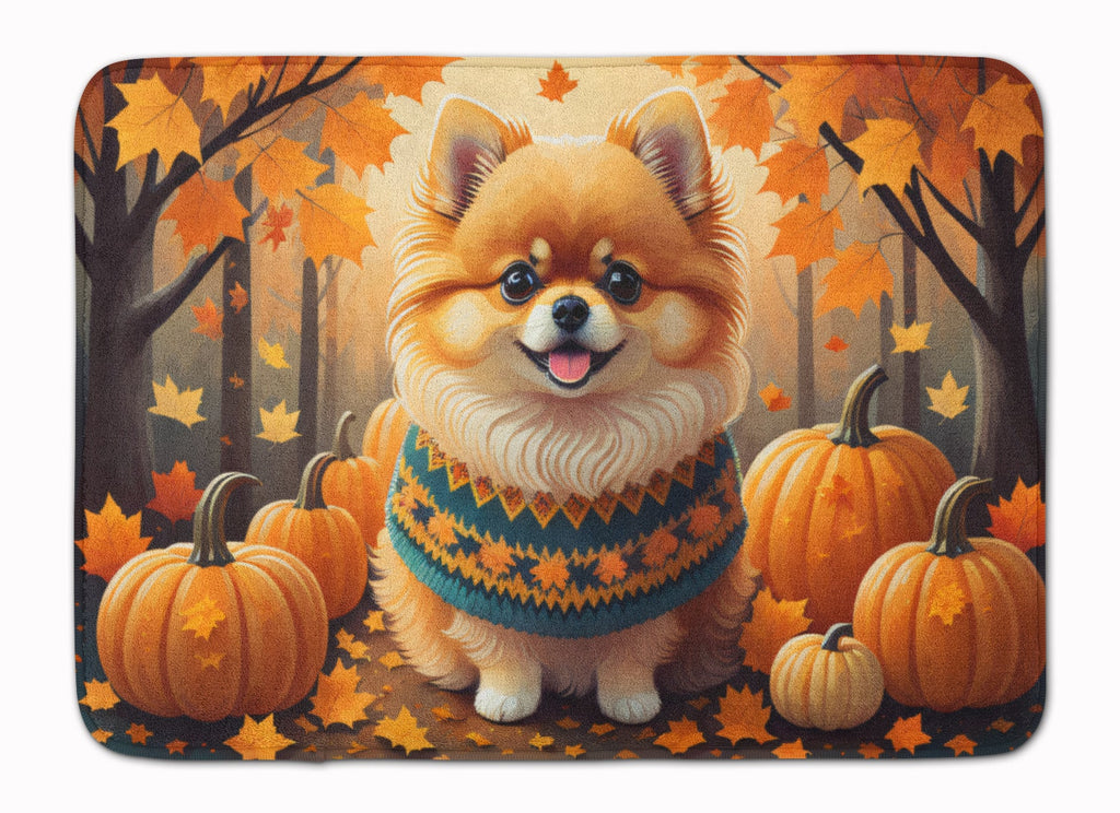 Pomeranian Fall Memory Foam Kitchen Mat Machine Washable Anti-Fatigue Cushion Comfort Bath or Kitchen Rug
