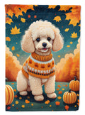 Poodle Fall House Flag 28x40 Porch Sleeve Pole Decorative Outside Yard Banner Artwork Wall Hanging, Polyester