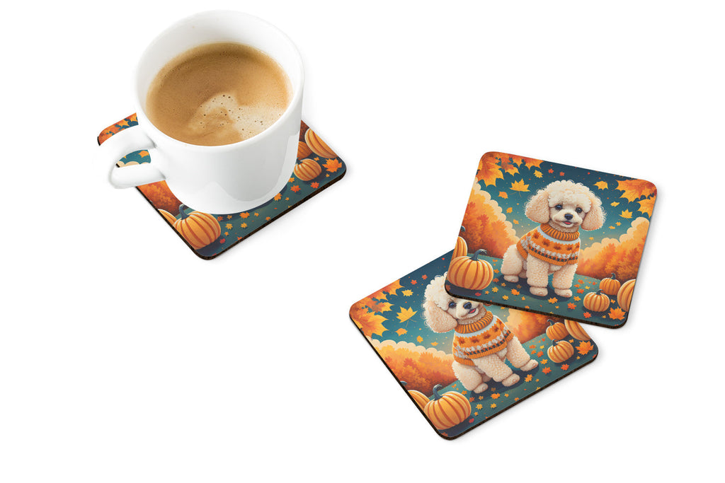 Poodle Fall Foam Coasters Set of 4 Cup Coasters for Indoor Outdoor, Tabletop Protection, Anti Slip, Mouse pad Material