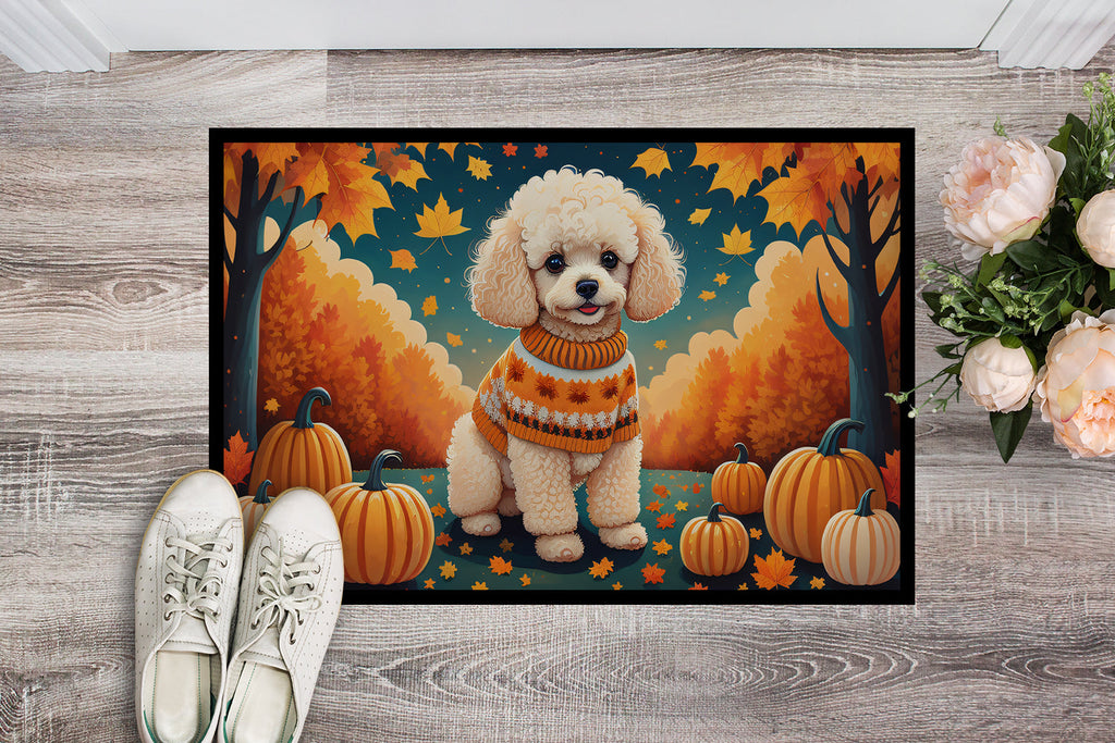Poodle Fall Doormat Indoor Outdoor 18H X 27W Front Door Mat Rugs for Entryway, Non Slip Washable