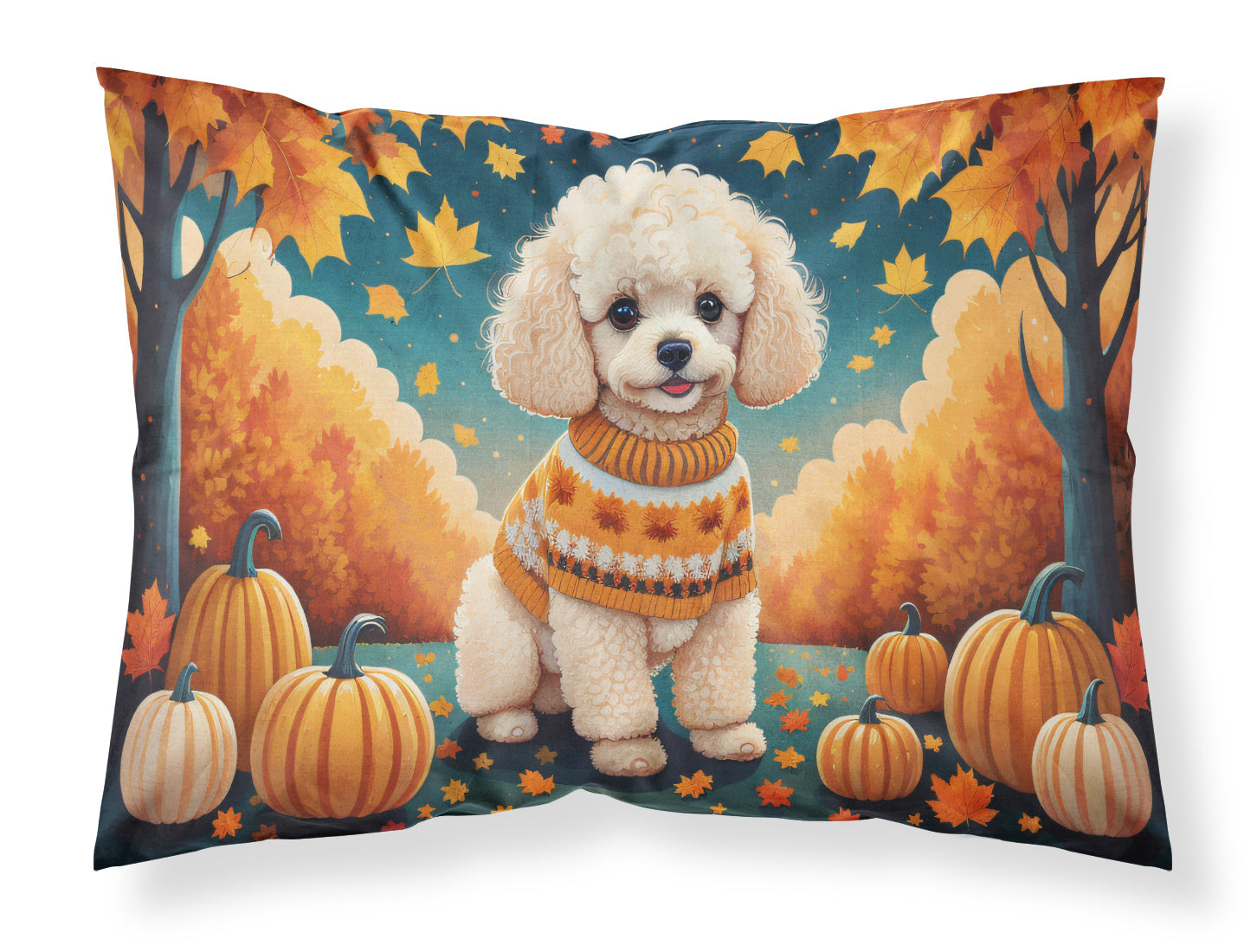 Poodle Fall Standard Pillowcase Lightweight Super Soft Easy Care Decorative Artwork Pillowcase, Standard