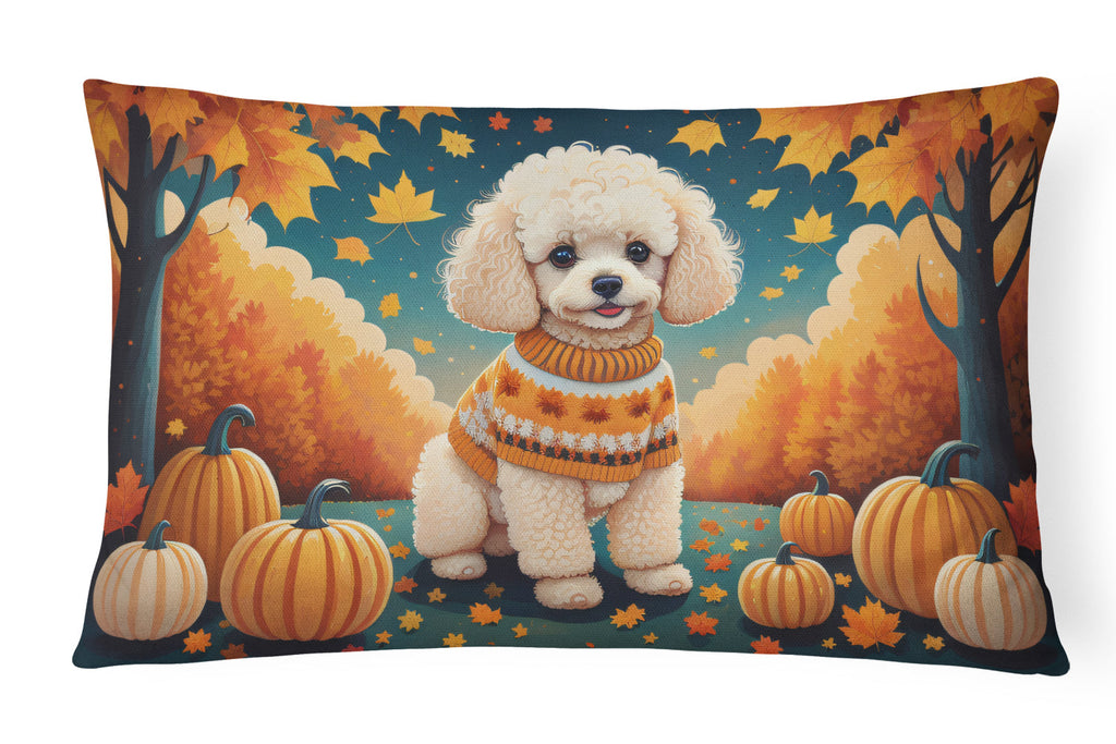 Poodle Fall Decorative Throw Pillow 12x16 Indoor Outdoor Accent Cushion, Fabric Cover with Insert for Sofa, Bed, Porch & Living Room