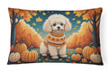 Poodle Fall Decorative Throw Pillow 12x16 Indoor Outdoor Accent Cushion, Fabric Cover with Insert for Sofa, Bed, Porch & Living Room