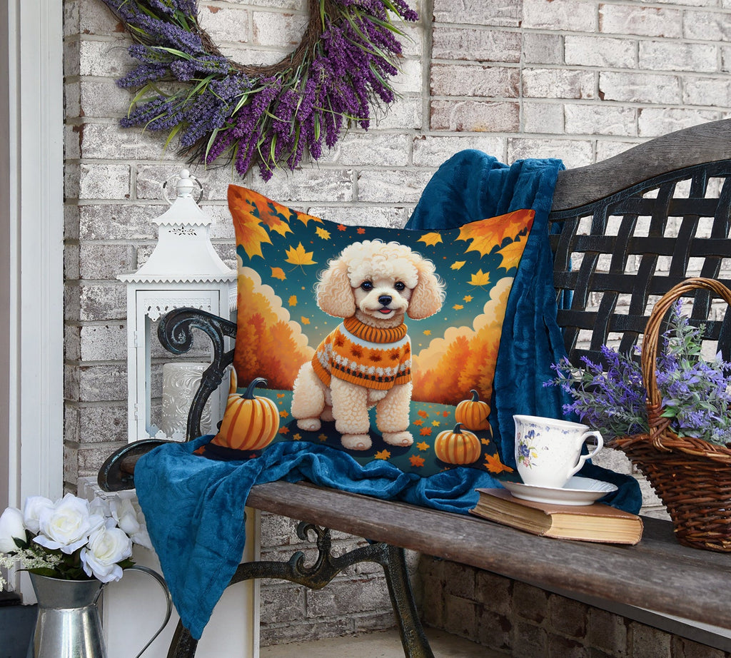 Poodle Fall Decorative Throw Pillow 18x18 Indoor Outdoor Accent Cushion, Fabric Cover with Insert for Sofa, Bed, Porch & Living Room