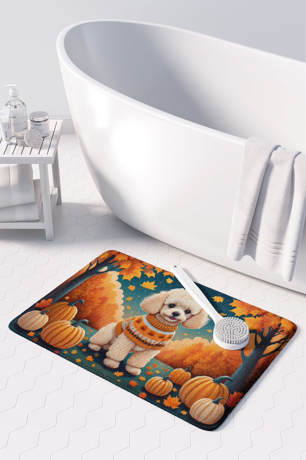 Poodle Fall Memory Foam Kitchen Mat Machine Washable Anti-Fatigue Cushion Comfort Bath or Kitchen Rug