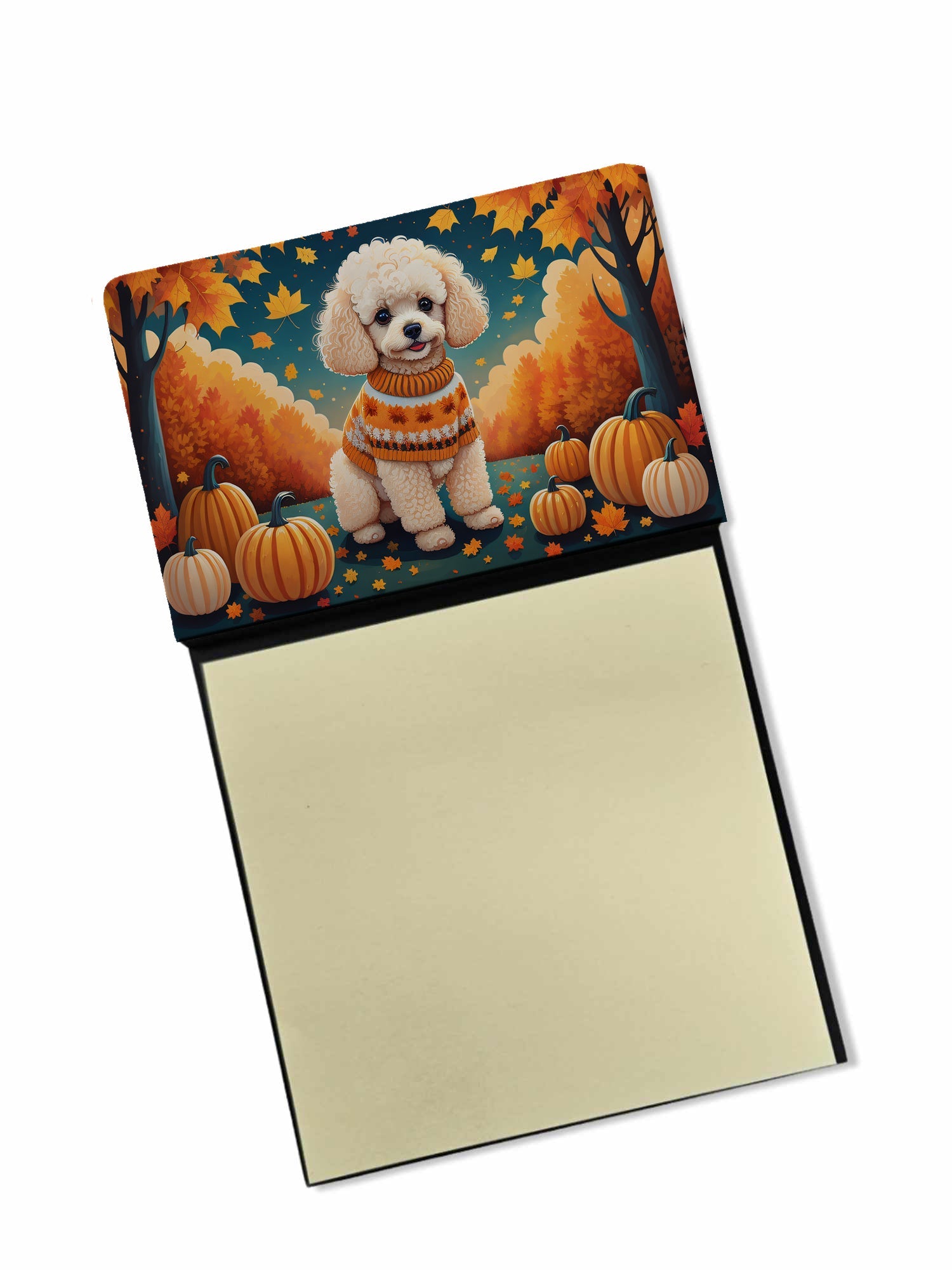 Poodle Fall Watercolor Sticky Note Holder Refillable Dispenser Desk Accessory 3x3 Pad Gift