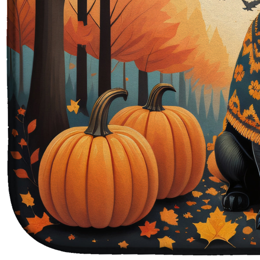 Black Pug Fall Dish Drying Mat Absorbent Dish Drying Mat Pad for Kitchen Counter Dish Drainer Mat for Countertop, 14 x 21", Multicolor