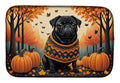 Black Pug Fall Dish Drying Mat Absorbent Dish Drying Mat Pad for Kitchen Counter Dish Drainer Mat for Countertop, 14 x 21", Multicolor