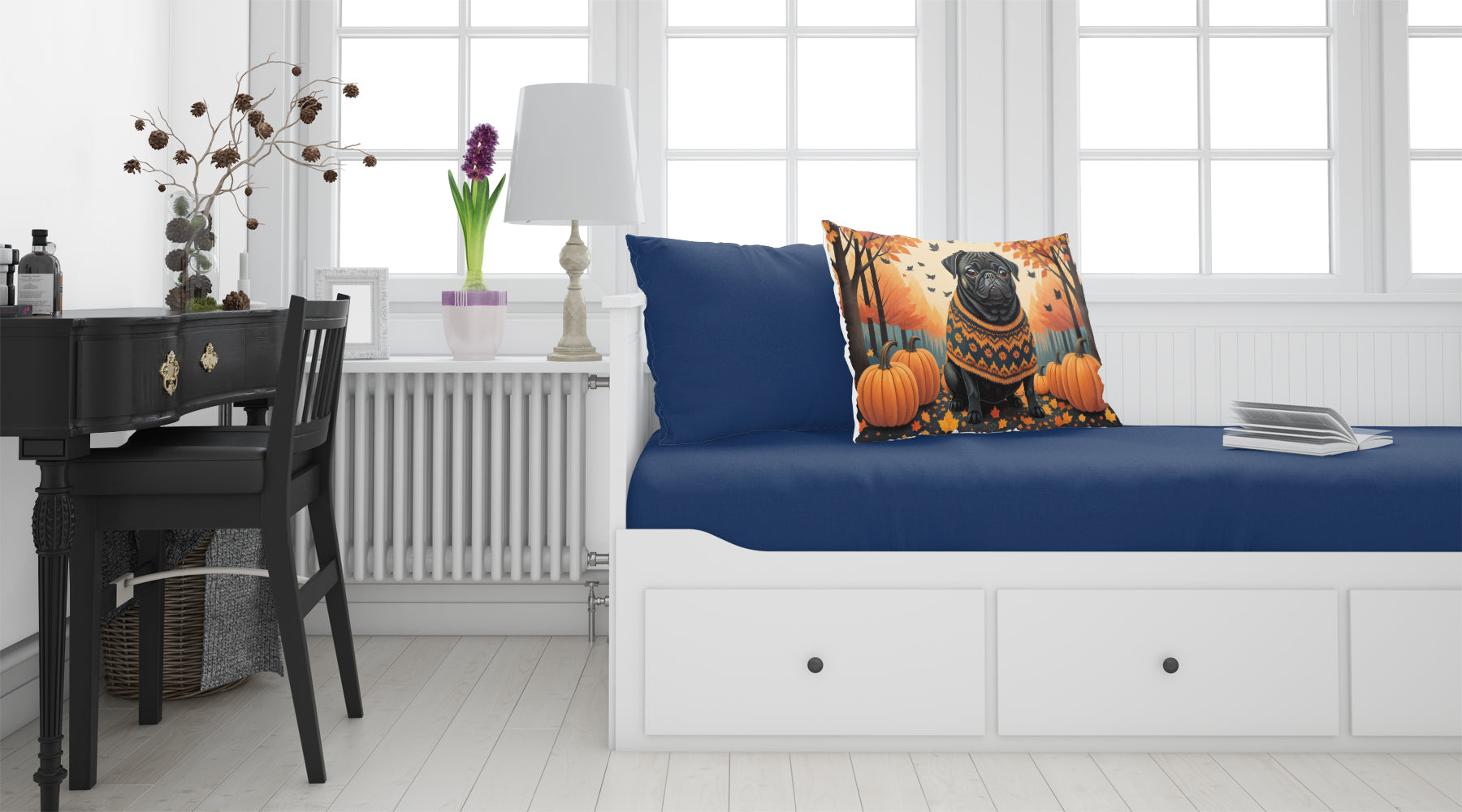 Black Pug Fall Standard Pillowcase Lightweight Super Soft Easy Care Decorative Artwork Pillowcase, Standard